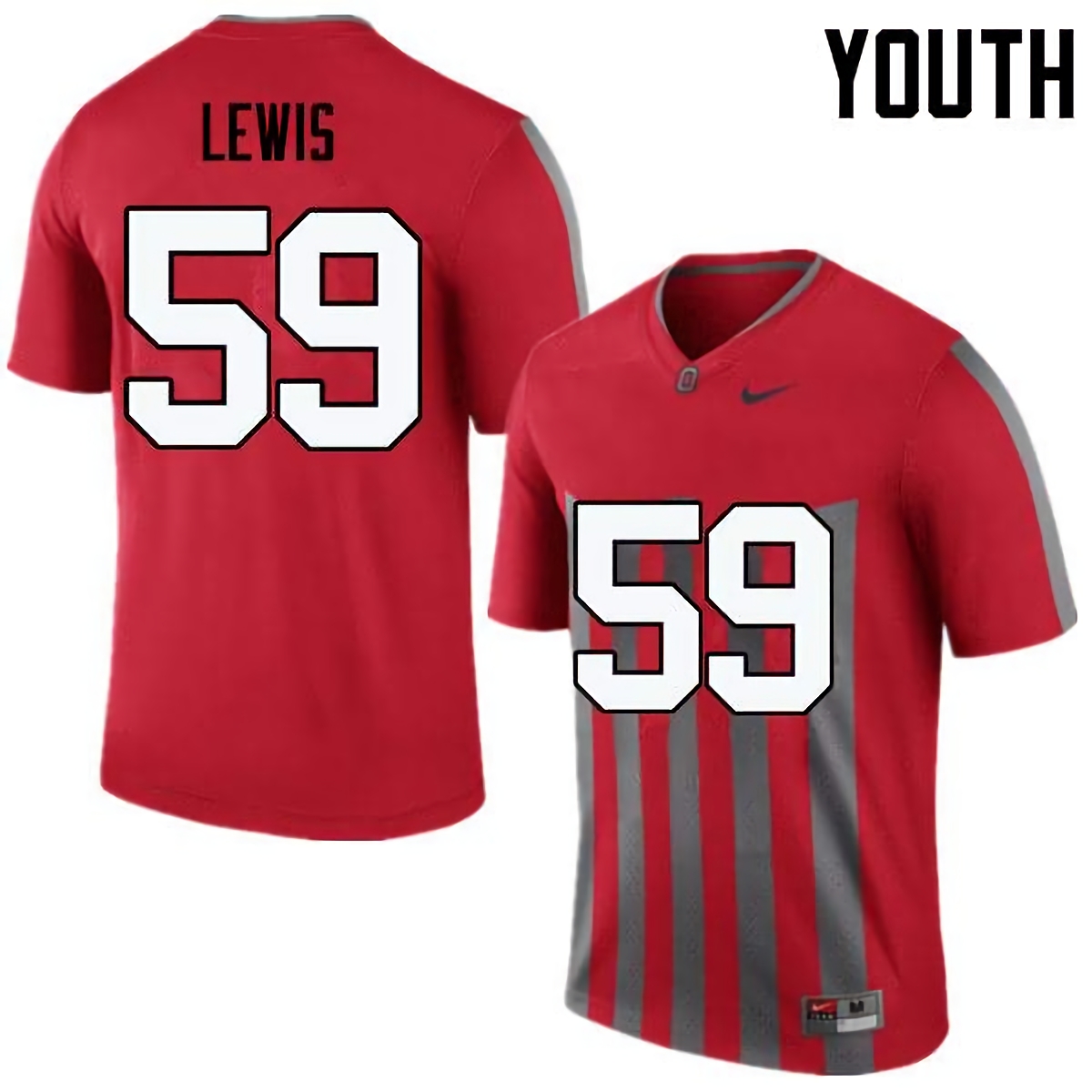 Tyquan Lewis Ohio State Buckeyes Youth NCAA #59 Nike Throwback Red College Stitched Football Jersey LHD7556HO